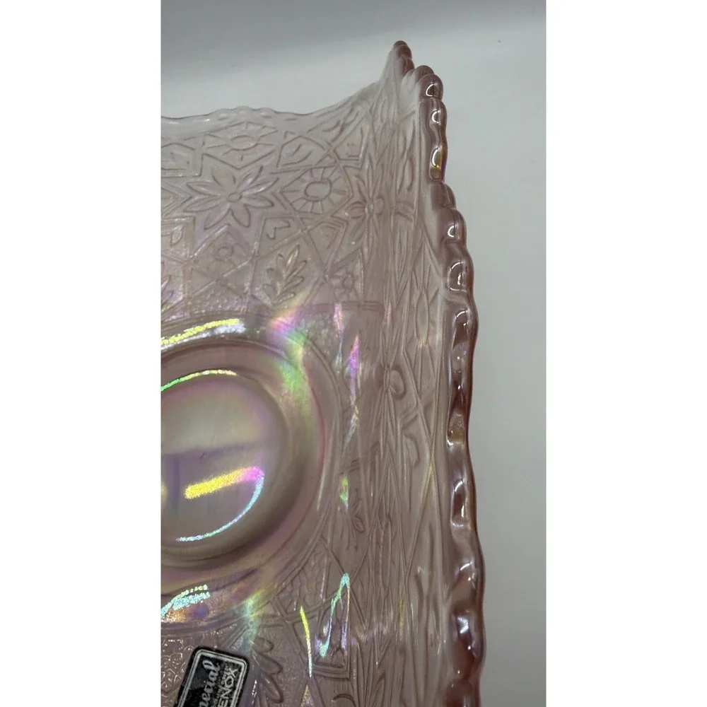 Lenox Imperial Glass Banana Boat,‎ Pink Iridescent Fruit Bowl, Hattie Pattern